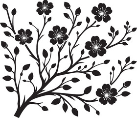 Beautiful Tree Branch silhouette vector illustration isolated on a white background