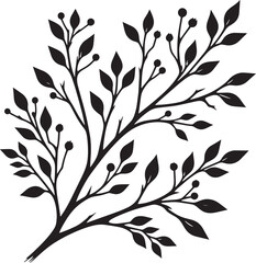 Beautiful Tree Branch silhouette vector illustration isolated on a white background