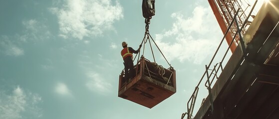 Crane Operator Maneuvering Heavy Materials with Precision at Construction Site