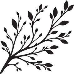 Beautiful Tree Branch silhouette vector illustration isolated on a white background