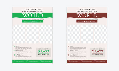 Stunning Travel Flyer Design Template For Vacation Promotion, Editable Tour Poster