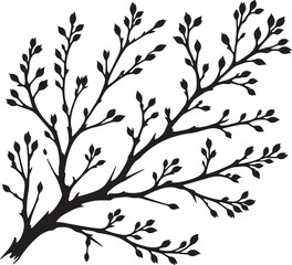 Beautiful Tree Branch silhouette vector illustration isolated on a white background