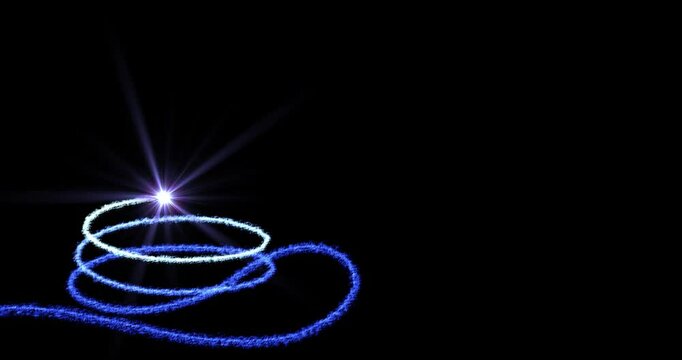 Christmas template animation with blue particle gliter on black background