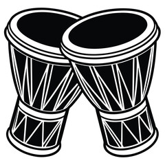 African hand drum or bongo drum, percussion instrument bongo drum icon vector