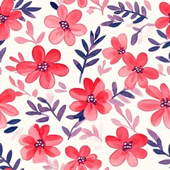 Delicate Watercolor Christmas Floral Pattern Design Seamless Pattern