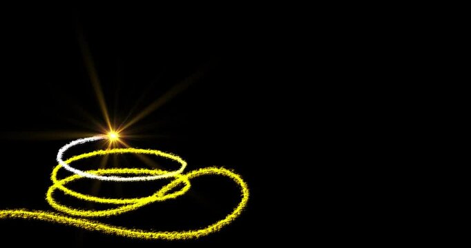 Christmas template animation with blue particle gliter on black background