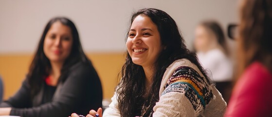 A group of friends engaged in an educational workshop or class setting emphasizing collaborative learning personal growth and shared experiences