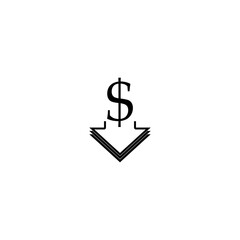 Money arrow symbol .Dollar  decrease icon isolated on white background.