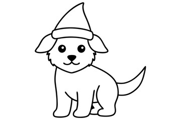 Happy Puppy Dressed Up Coloring Page for Imaginative Kids