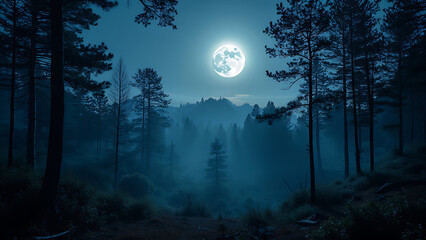 Moonlight natural beautiful woodlands