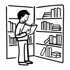 Bookshelf icon in doodle style 