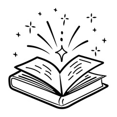 A doodle style icon of a forest book 