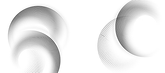 White abstract background with dynamic circle lines.