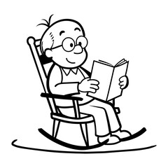 Elderly hobby icon in drawing style 