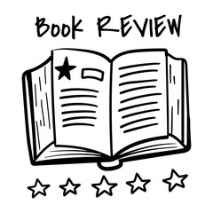 Book review icon in doodle style 