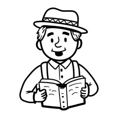 Pet reading icon in sketchy style 