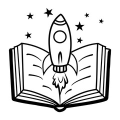 Beach reading icon in drawing style 