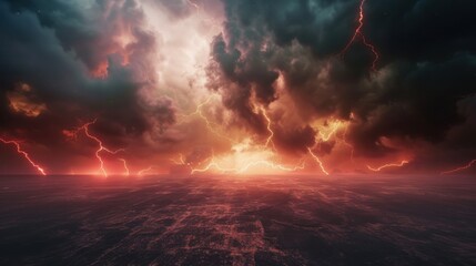 Fototapeta premium Lightning illuminates the abstract, stormy night. Thunder follows, a testament to the storm's power.