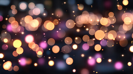 Fototapeta premium Colorful Bokeh and Sparkling Lights Creating a Magical Atmosphere in a Dark Background