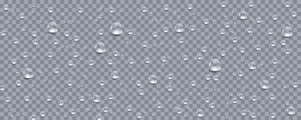 Rain transparent drops flow down the glass.Realistic wet condensation texture.Fresh water splash effect on the surface.Liquid spreading droplet shapes.