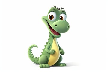 Naklejka premium Minimalist cartoon crocodile on white background a humorous and fun design element