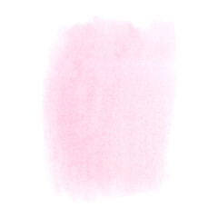 Abstract pink watercolor stain isolated on white background. Hand drawn illustration of blot for your design, logo, emblem, banner, text. Delicate airy pastel spot for background. Template for decor.