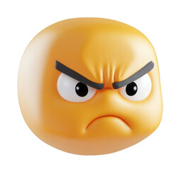 An angry emoji face, with furrowed brows and a pursed mouth, is isolated on a transparent background.