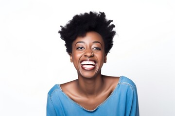 African American female laughing portrait person.