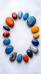Colorful Stones in a Circle on White Background.