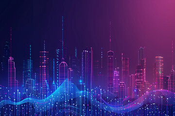 Fototapeta premium smart city and abstract dot point connect with gradient. High quality photo