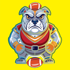 bulldog mascot american football vector illustration design on yellow background 

