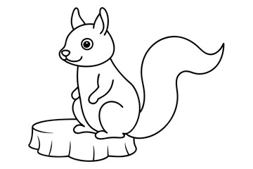 Nature-Inspired Coloring Page of Squirrel in an Autumn Forest Scene
