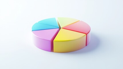 Obraz premium Colorful 3D Pie Chart Model on White Background