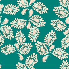 Seamless vector pattern print wallpaper background with paisley ornament ethnic art decor design