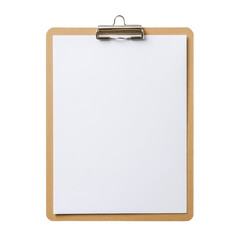Blank clipboard with a white sheet, isolated on background. Transparent background.