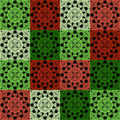 Pattern with crochet granny square with flowers wallpaper handmade decorative art design print	
