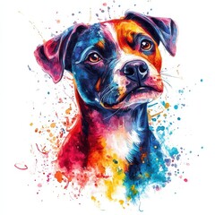 Colorful Watercolor Dog Portrait Art