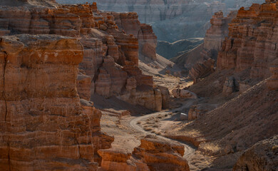 Valley of castles of the famous canyon of the Charyn River in Almaty region (Kazakhstan)