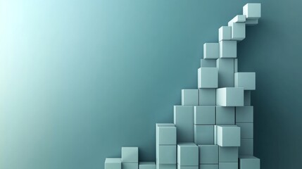 Abstract Growth with Stacked Cubes on Background