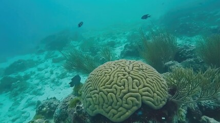 Naklejka premium Vibrant Underwater Coral Reef Scene