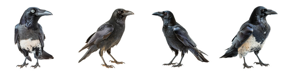 Obraz premium Close-up of american crow bird in studio light, isolated on transparent background, generative AI