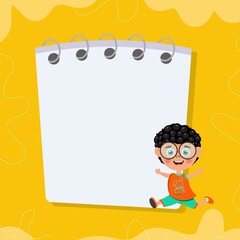 Cute boy with note paper vactor image