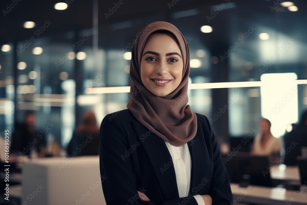 Wall mural Middle East gorgeous woman smiling adult hijab.