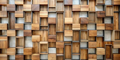 abstract geometric wooden and metal wall