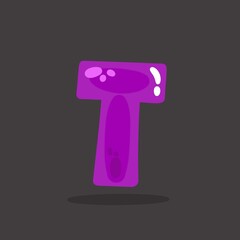 Jelly Alphabet letter T, jelly fonts a to z , shiny alphabets.
