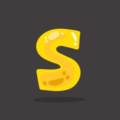 Jelly Alphabet letter S, jelly fonts a to z , shiny alphabets.