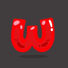 Jelly Alphabet letter W, jelly fonts a to z , shiny alphabets.