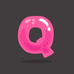 Jelly Alphabet letter Q, jelly fonts a to z , shiny alphabets.