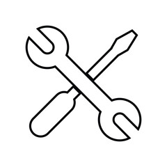 Wrench and screwdriver line icon, Vector, silhouette design. Wrench and screwdriver design 