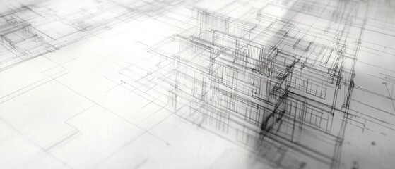 Paper architectural drawings and blueprint
